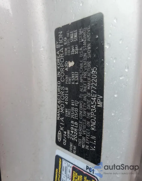 2014 Kia Soul + из США, поврежденный, VIN KNDJP3A54E7722095